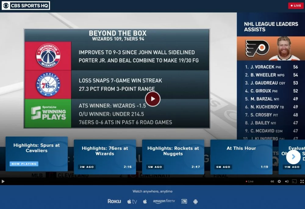 CBS launches CBS Sports HQ, a sports-focused streaming network for news and analysis