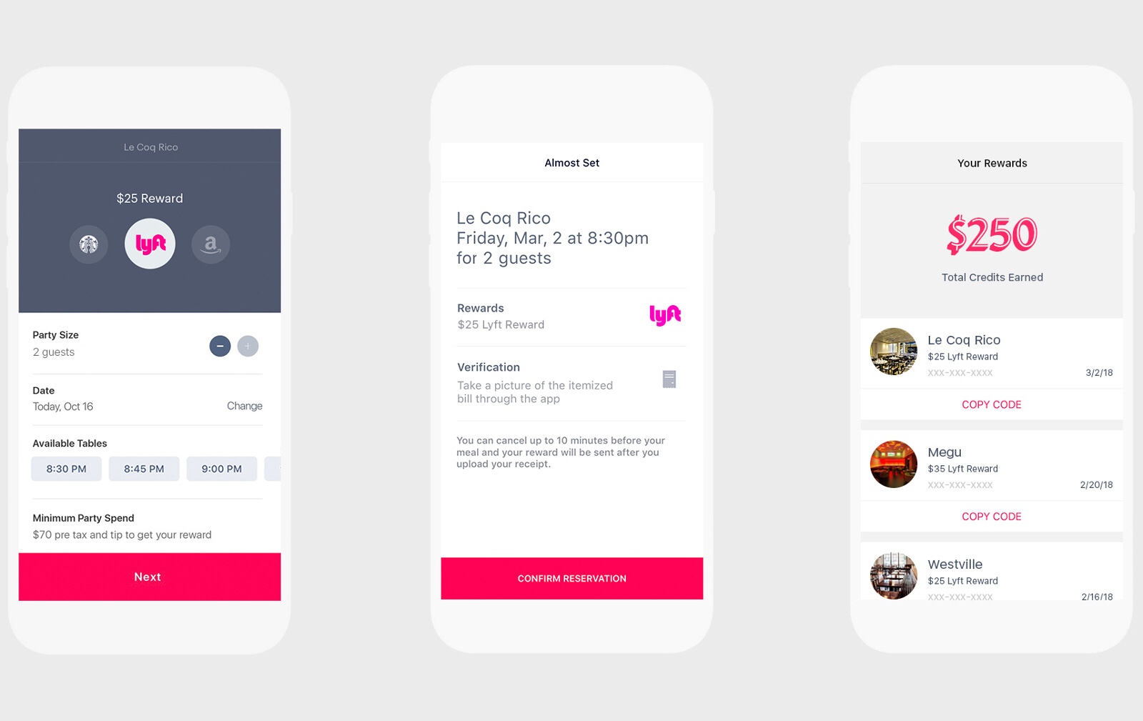 Score Lyft credits by booking a reservation through Seated