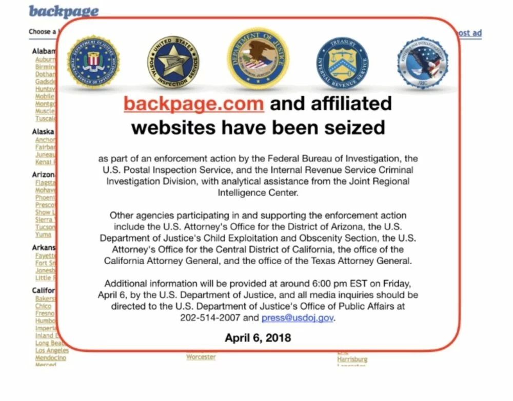 Backpage.com officials have been indicted after FBI shutdown