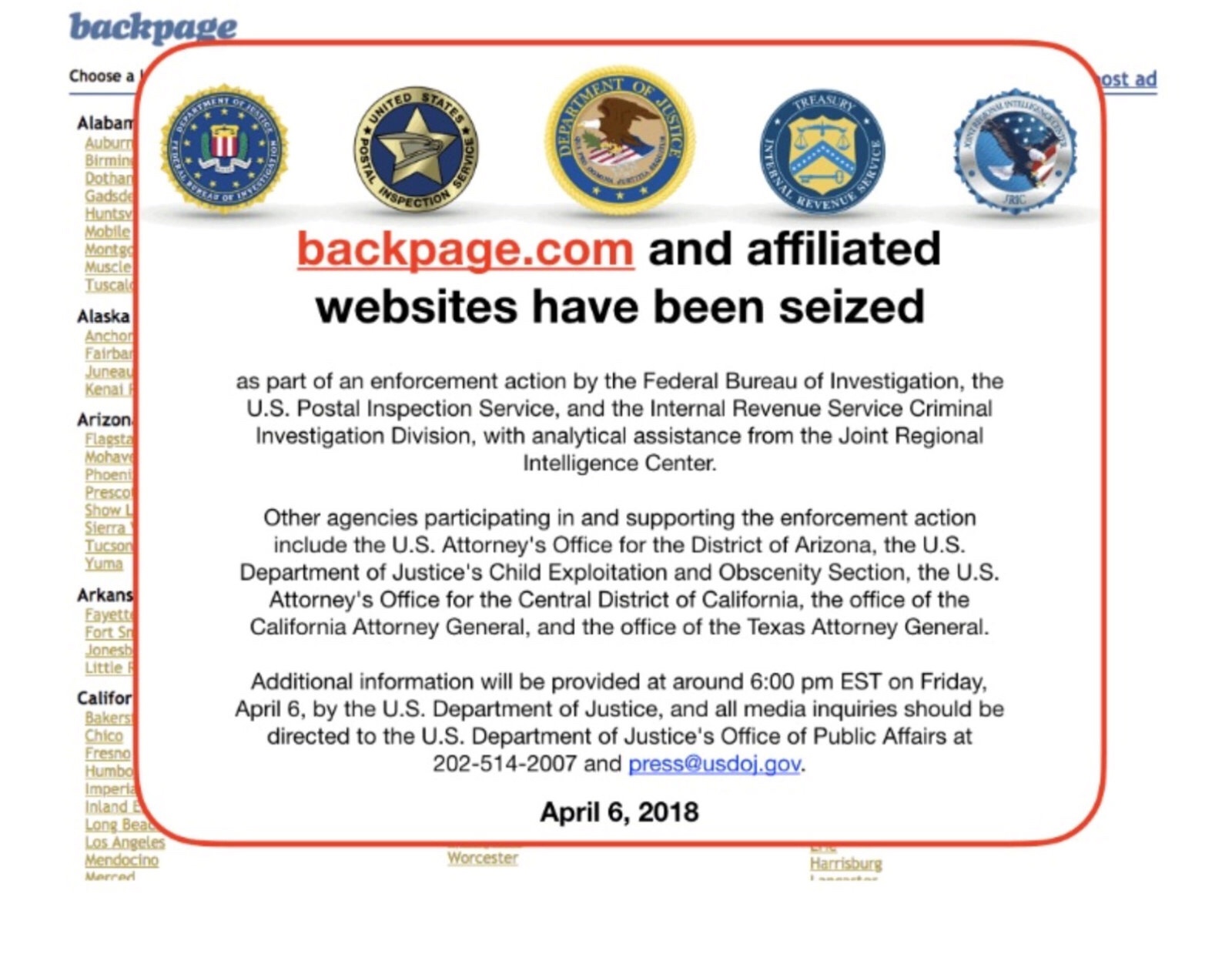 Backpage.com officials have been indicted after FBI shutdown