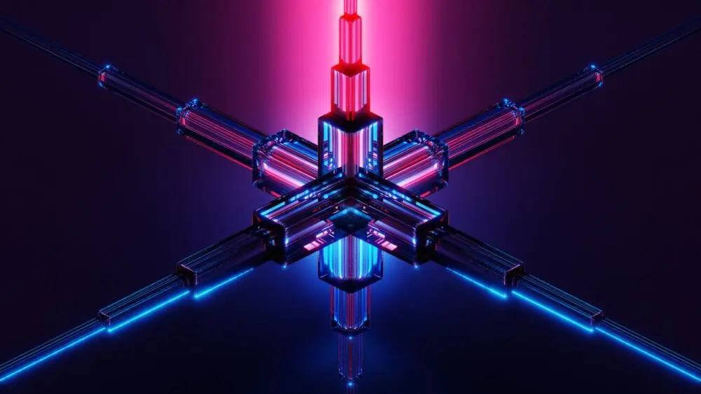 Abstract glowing light structure representing quantum error correction