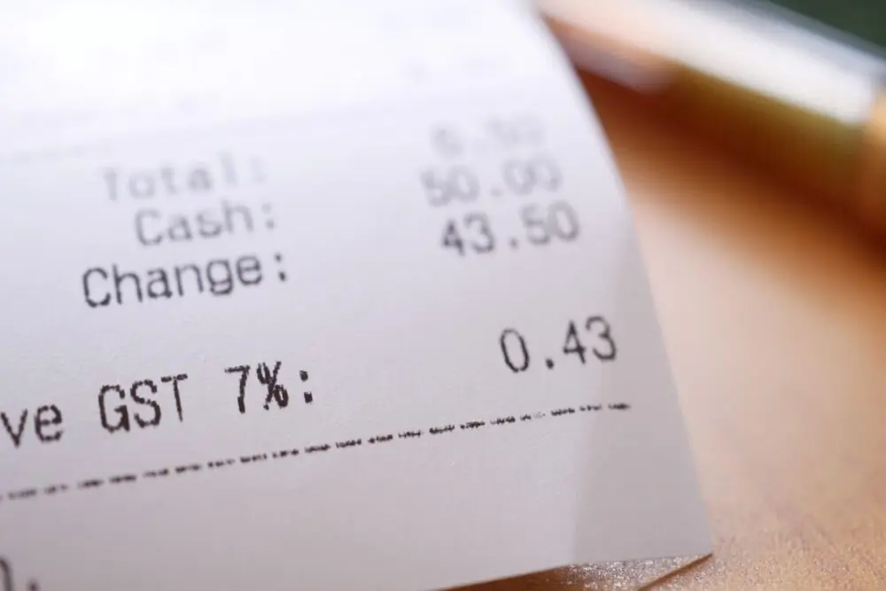 Close-up of a store receipt, showing the prices behind the consumer sentiment index