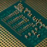 Microprocessor circuit board, illustrating the helium critical material designation for chipmaking