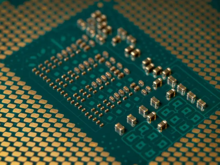 Microprocessor circuit board, illustrating the helium critical material designation for chipmaking