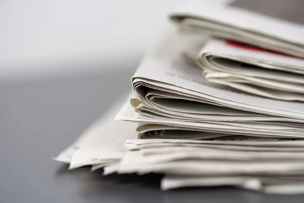Close view of a stack of newspapers