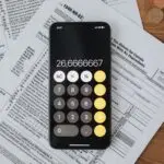 A calculator on tax forms, illustrating the paperwork behind tax debt relief offers