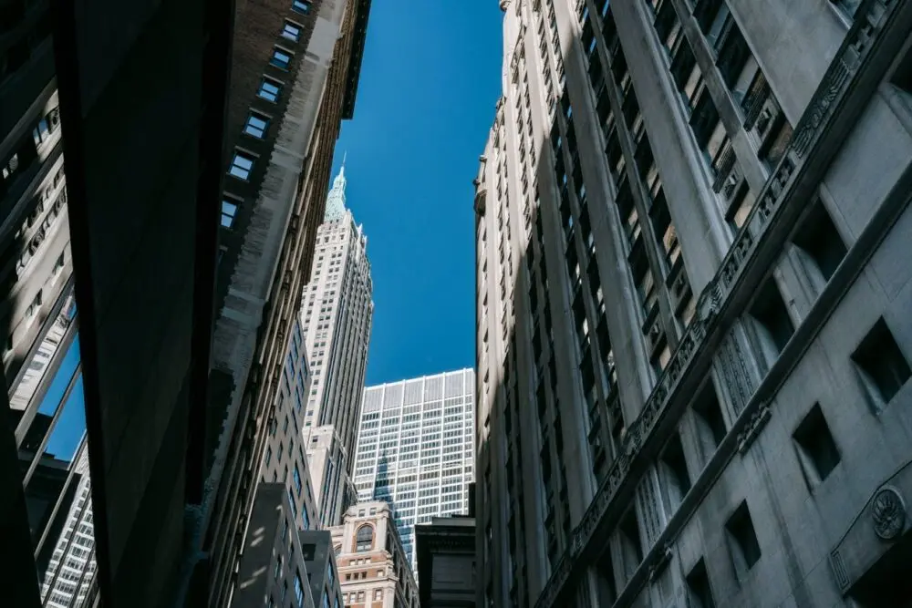 Office towers and modern skyscrapers in a business district