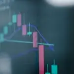 Close up of a digital stock market chart on a screen, a generic image for the Fed meeting and markets