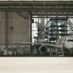 Commercial airplane in a hangar ahead of Boeing earnings